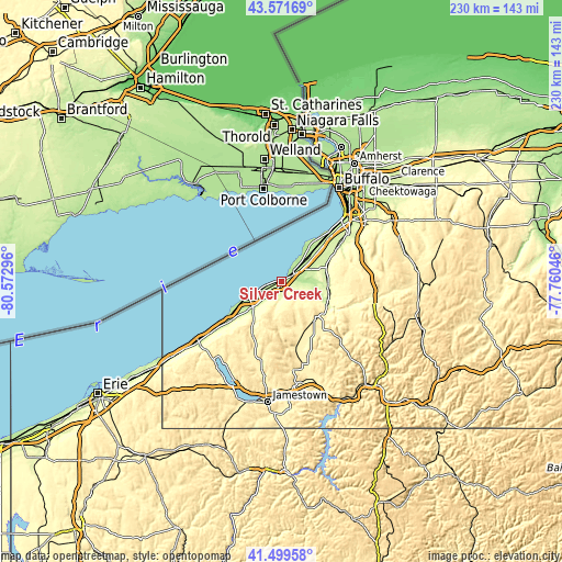 Topographic map of Silver Creek