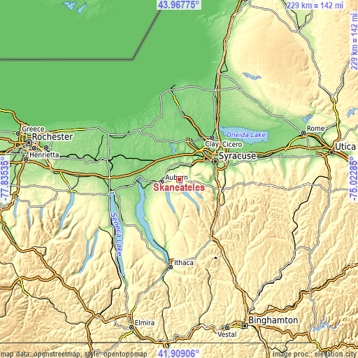 Topographic map of Skaneateles