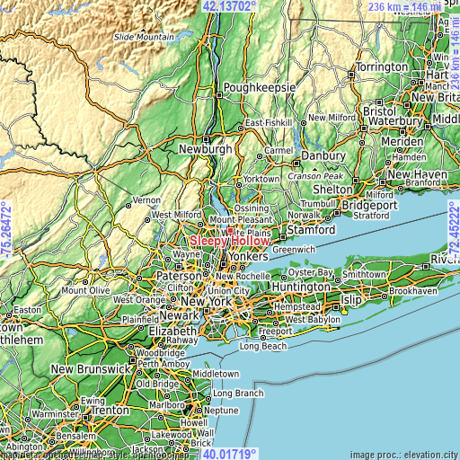 Topographic map of Sleepy Hollow