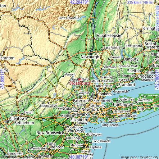 Topographic map of Sloatsburg