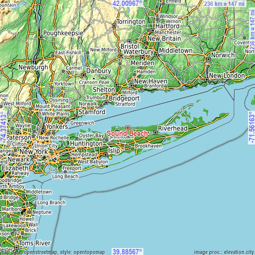 Topographic map of Sound Beach