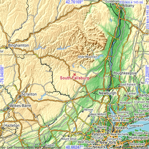 Topographic map of South Fallsburg