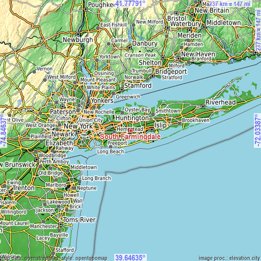 Topographic map of South Farmingdale