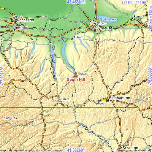 Topographic map of South Hill