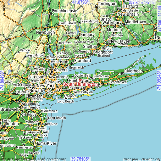 Topographic map of South Huntington