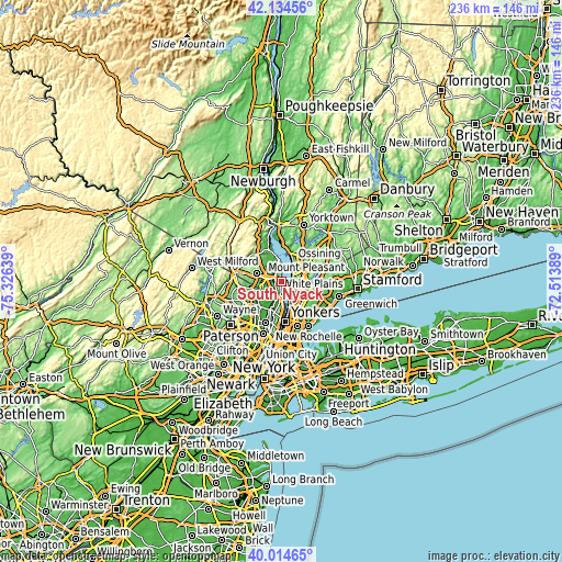 Topographic map of South Nyack