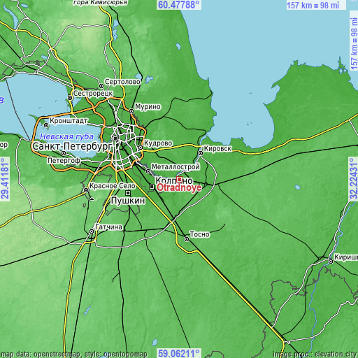 Topographic map of Otradnoye