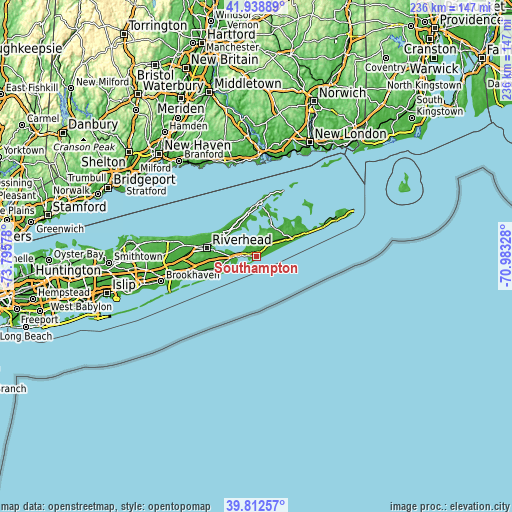 Topographic map of Southampton