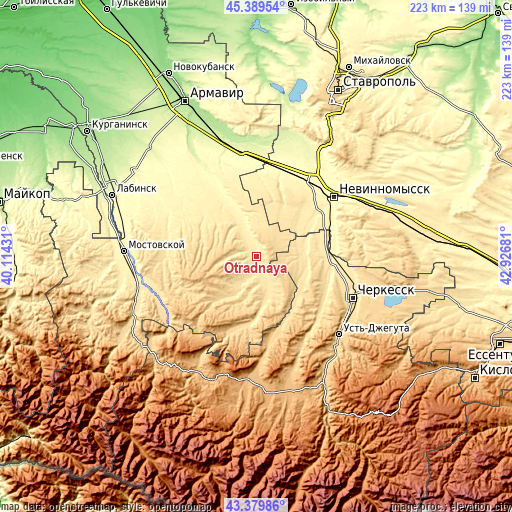 Topographic map of Otradnaya