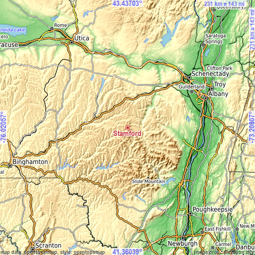 Topographic map of Stamford