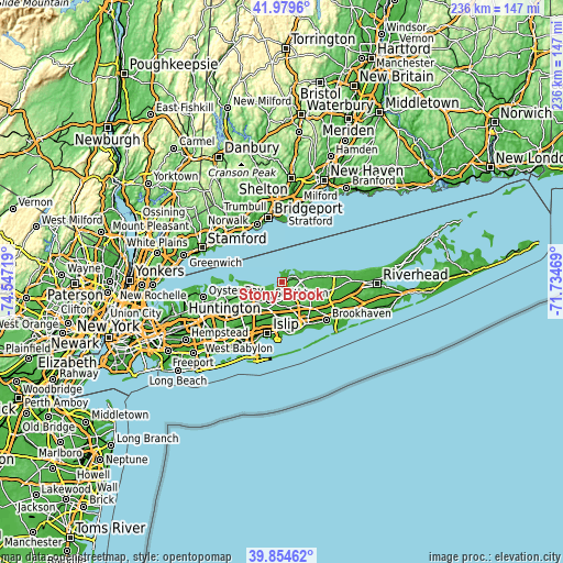 Topographic map of Stony Brook