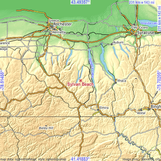 Topographic map of Sylvan Beach