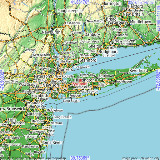 Topographic map of Syosset