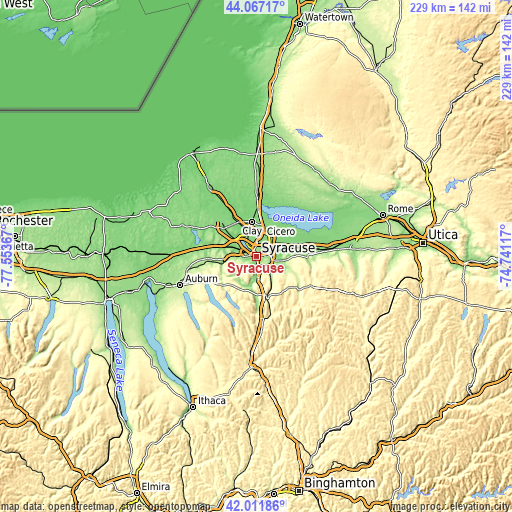 Topographic map of Syracuse