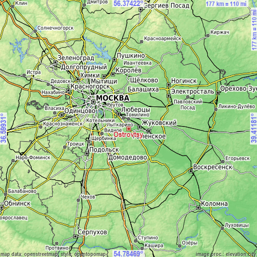 Topographic map of Ostrovtsy