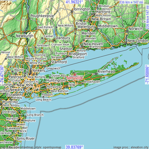 Topographic map of Terryville