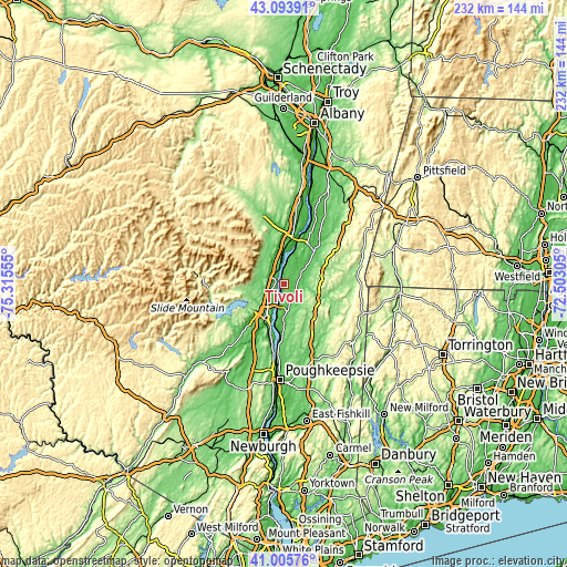 Topographic map of Tivoli