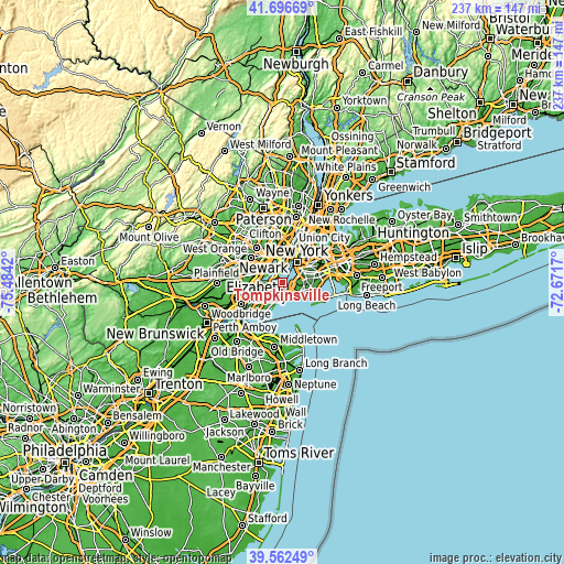 Topographic map of Tompkinsville