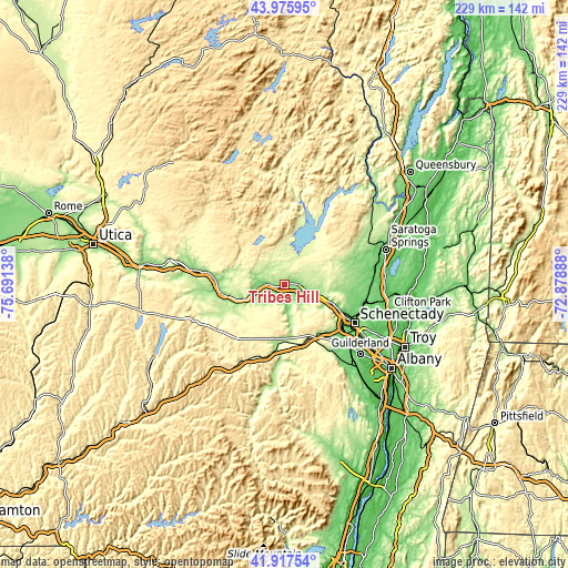 Topographic map of Tribes Hill