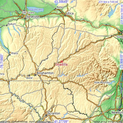 Topographic map of Unadilla