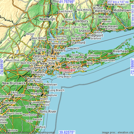 Topographic map of Uniondale