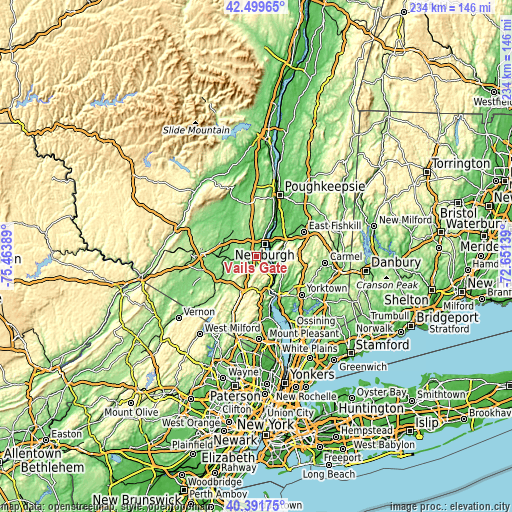 Topographic map of Vails Gate