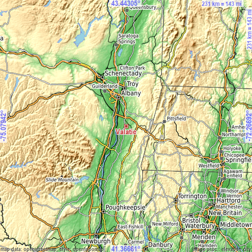 Topographic map of Valatie