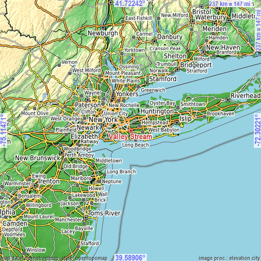 Topographic map of Valley Stream