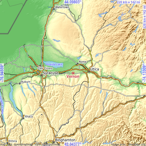 Topographic map of Vernon