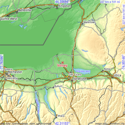 Topographic map of Volney