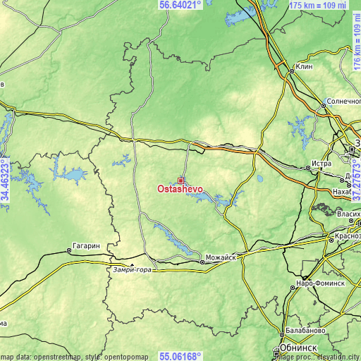 Topographic map of Ostashëvo