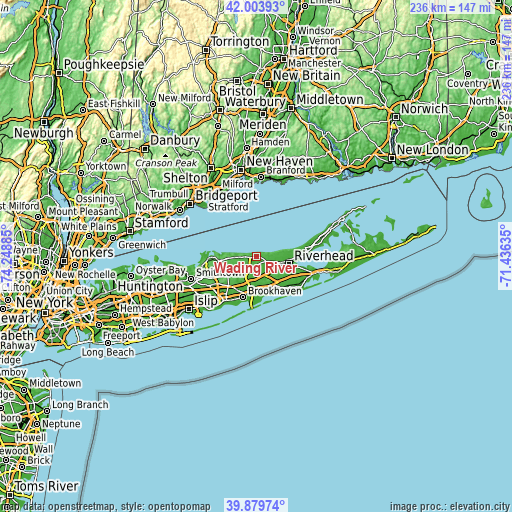 Topographic map of Wading River