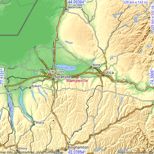 Topographic map of Wampsville