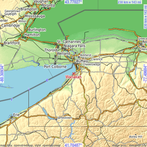Topographic map of Wanakah