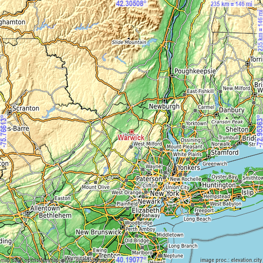 Topographic map of Warwick