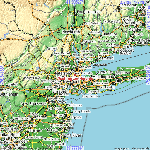 Topographic map of Washington Heights