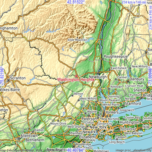 Topographic map of Washington Heights