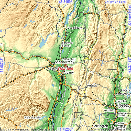 Topographic map of Waterford