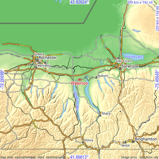 Topographic map of Waterloo