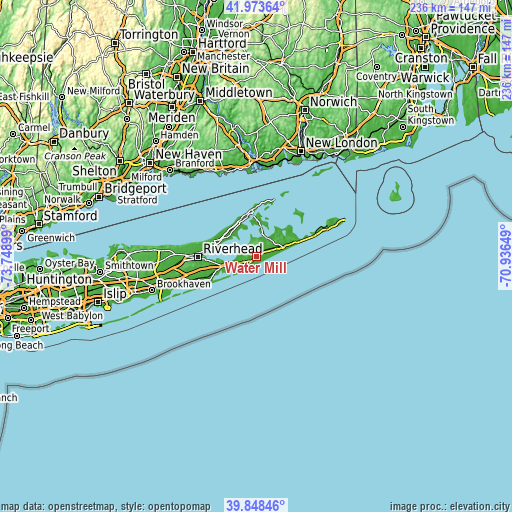 Topographic map of Water Mill