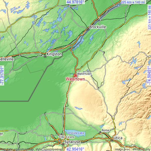 Topographic map of Watertown