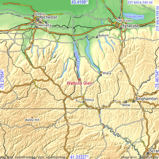 Topographic map of Watkins Glen
