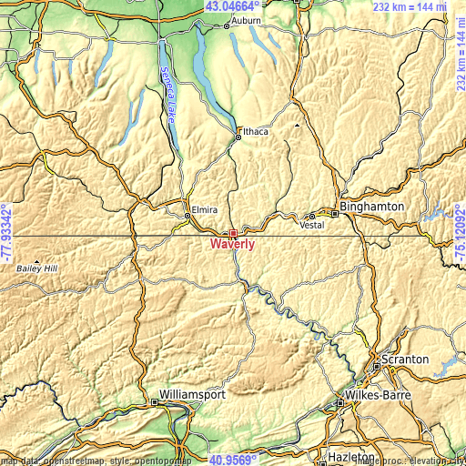 Topographic map of Waverly