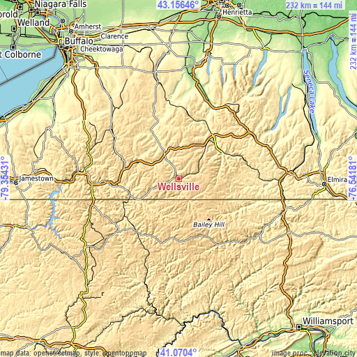 Topographic map of Wellsville