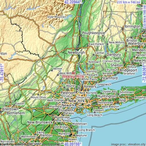 Topographic map of Wesley Hills