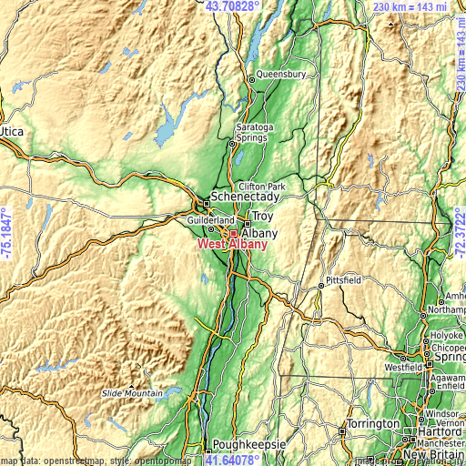 Topographic map of West Albany