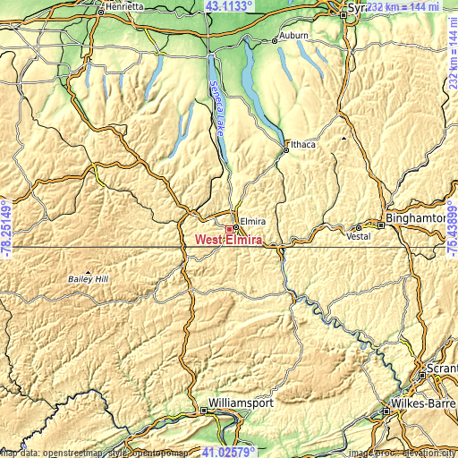 Topographic map of West Elmira