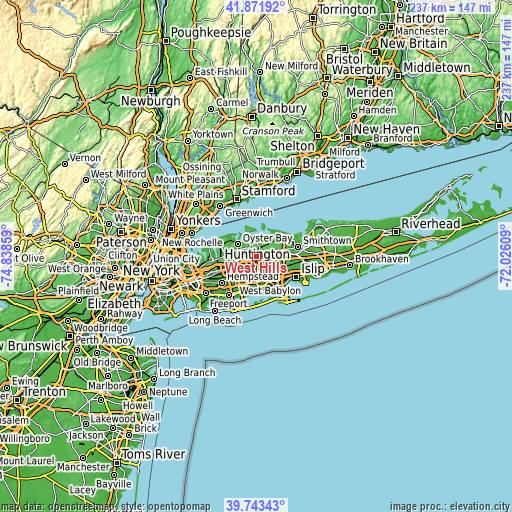 Topographic map of West Hills