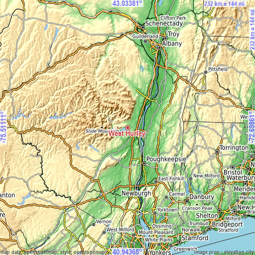 Topographic map of West Hurley