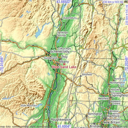 Topographic map of West Sand Lake